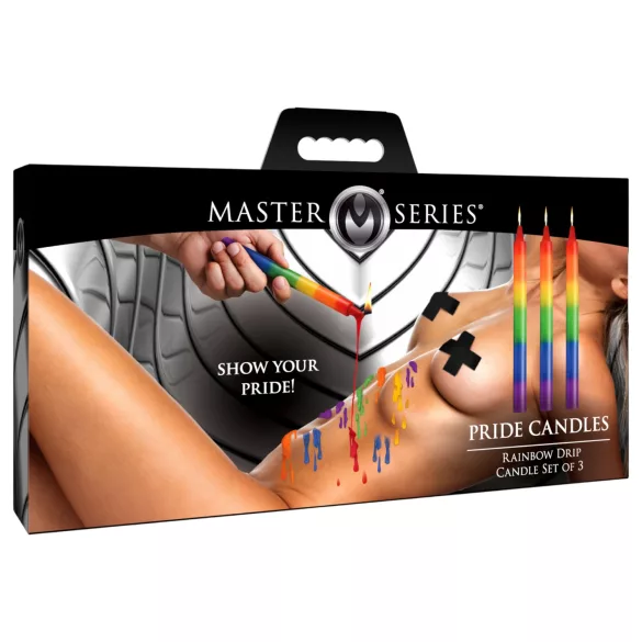 XR Brands - BDSM speellkaarsen - regenboog (3 stuks)
