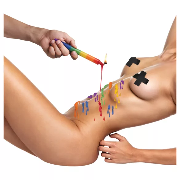 XR Brands - BDSM speellkaarsen - regenboog (3 stuks)