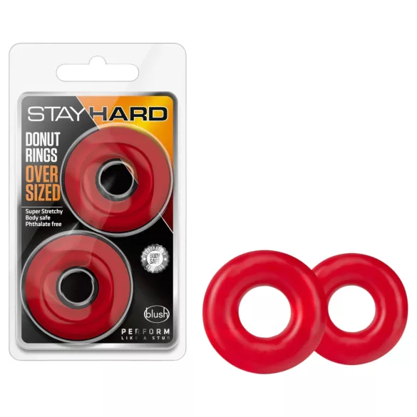 Stay Hard Donuts - penisring set - siliconen - rood