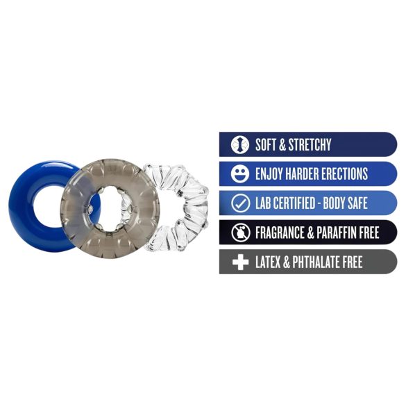 Stay Hard - gevarieerde penringen set - 3 stuks (kleurrijk)