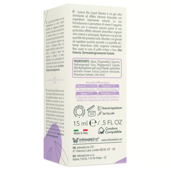 Intimateline Luxuria BIO - vloeibare vibratorgel voor vrouwen (15 ml)