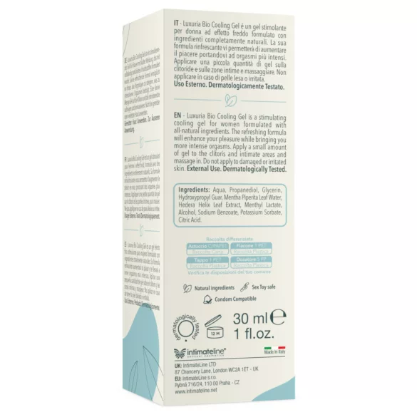 Intimateline Luxuria BIO - verkoelende stimulerende gel voor vrouwen (30 ml)