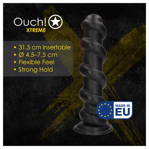 Ouch! Hole Driller - gigantische anaalplug (zwart) - 31,5 cm