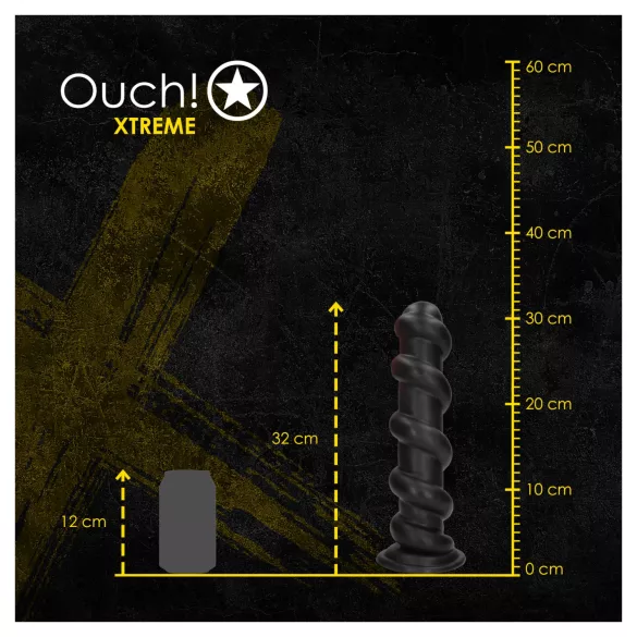 Ouch! Hole Driller - gigantische anaalplug (zwart) - 31,5 cm
