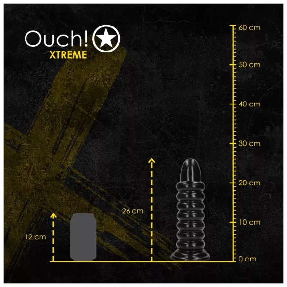 Ouch! Spiral Force - gedraaide anaalkraal (zwart) - 23,5 cm