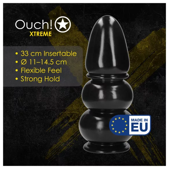 Ouch! Ultra Collosus - extra grote buttplug (zwart) - 33 cm