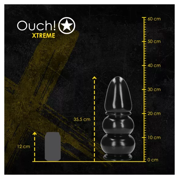 Ouch! Ultra Collosus - extra grote buttplug (zwart) - 33 cm
