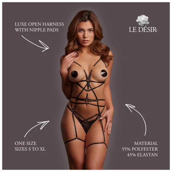 Le Désir Luxe - open harnas-set (zwart)