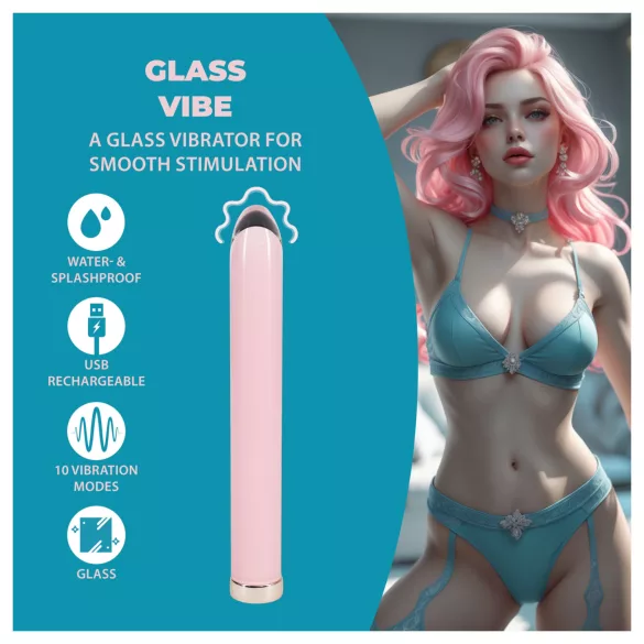 Loveline - rechte glazen vibrator (roze)
