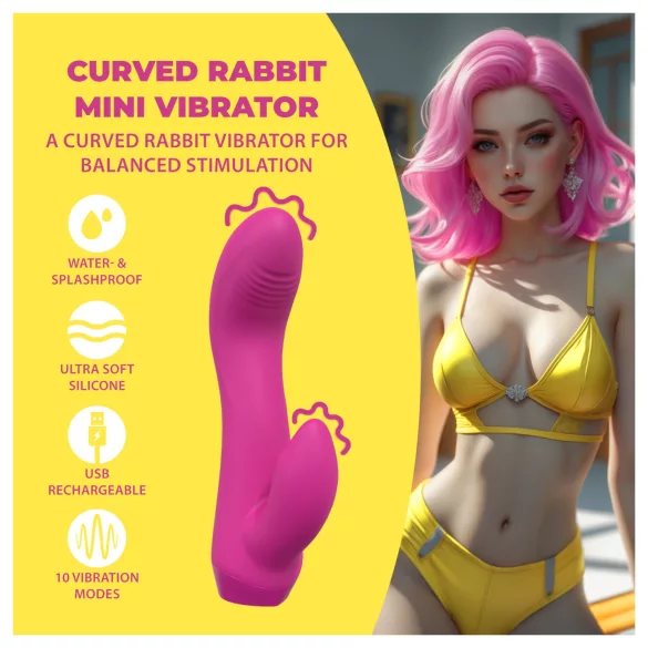 Loveline - gebogen konijnen mini-vibrator (roze)