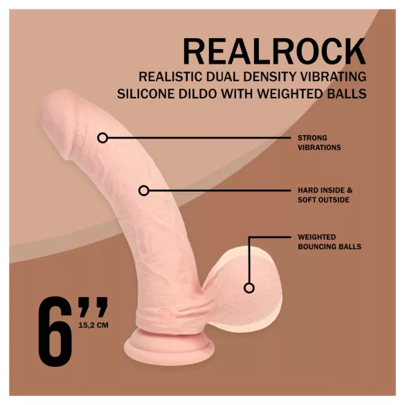 RealRock - realistische vibrator met dubbele dichtheid (huidskleur) - 15 cm
