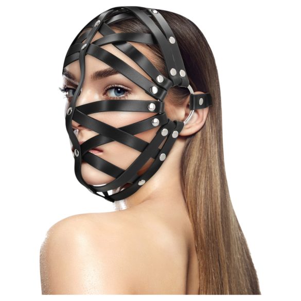 Ouch! - kunstleren kooi masker (zwart)