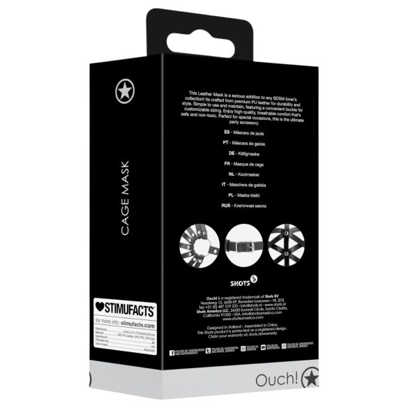 Ouch! - kunstleren kooi masker (zwart)
