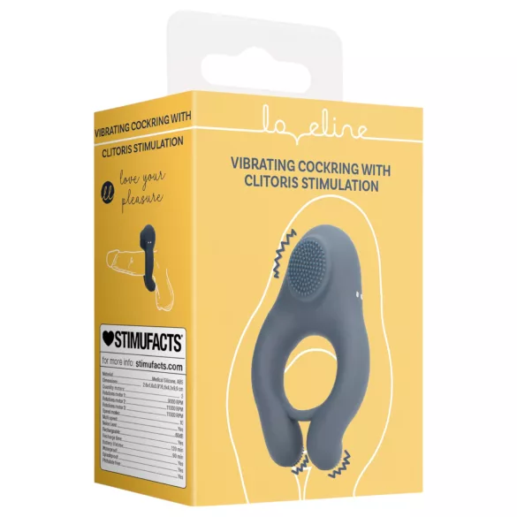 Loveline - vibrerende penisring met clitorisstimulator - siliconen - grijs