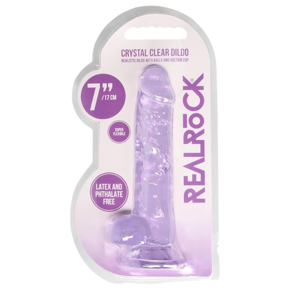 REALROCK - transparante levensechte dildo - paars (17 cm)