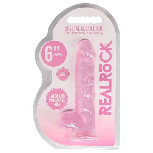 RealRock - realistische dildo - transparant roze - 15cm