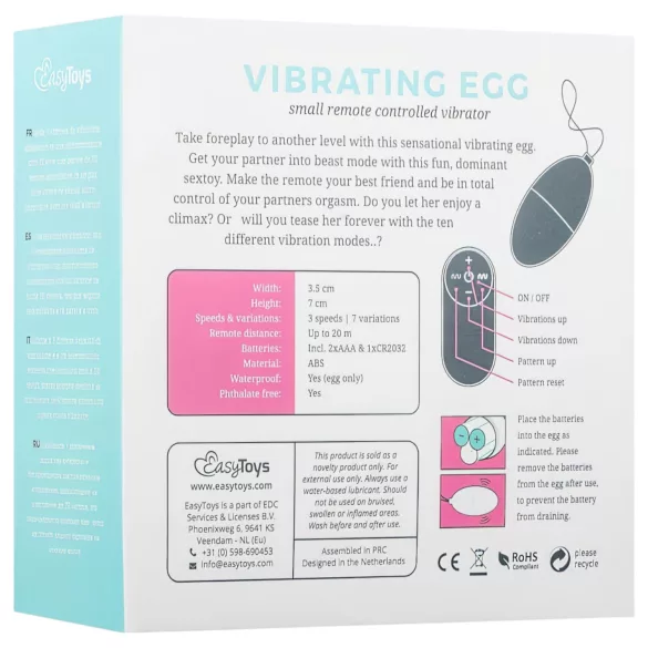 Easytoys - Vibratie-ei met afstandsbediening - 7 standen - Roze