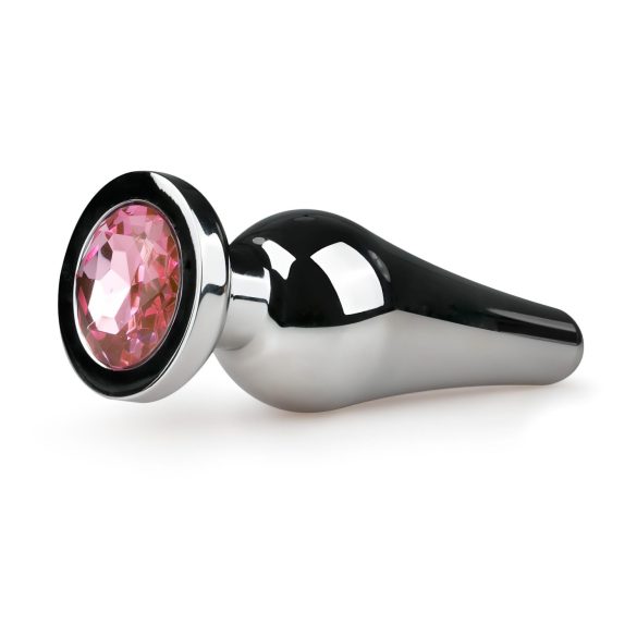 Easytoys Metaal Nr.11 - Roze Steenvorm Anale Plug - Zilver (3,5 cm)