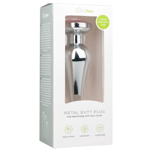 Easytoys Metal No.11 - anale plug met roze steen - zilver - 3,5 cm