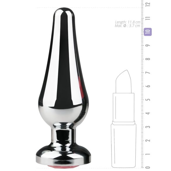 Easytoys Metal No.11 - anale plug met roze steen - zilver - 3,5 cm