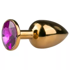   EasyToys Metaal No.1 - anale kegelplug met paarse steen (goud, 2,5 cm)