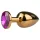 EasyToys Metaal No.1 - anale kegelplug met paarse steen (goud, 2,5 cm)