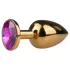 EasyToys Metaal No.1 - anale kegelplug met paarse steen (goud, 2,5 cm)