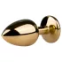 EasyToys Metaal No.1 - anale kegelplug met paarse steen (goud, 2,5 cm)