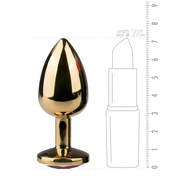EasyToys Metaal No.1 - anale kegelplug met paarse steen (goud, 2,5 cm)