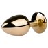 Easytoys Metal No.1 - gouden anale plug met witte steen in kegelvorm (2,5 cm)