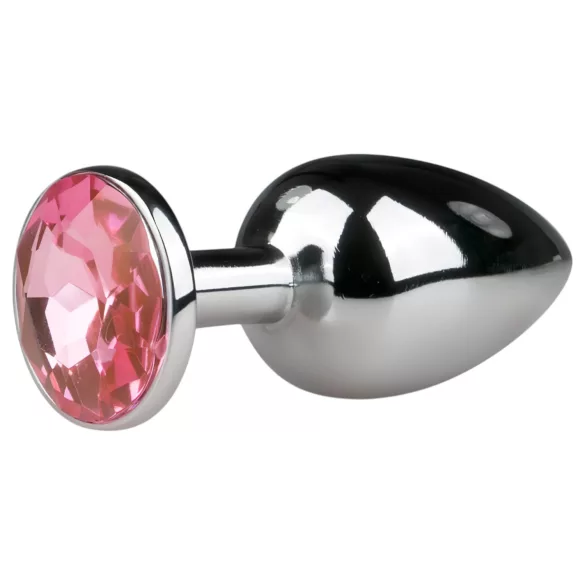 EasyToys Metal No.1 - anale plug met roze steen (zilver, 2,7 cm)