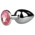 EasyToys Metal No.1 - anale plug met roze steen (zilver, 2,7 cm)
