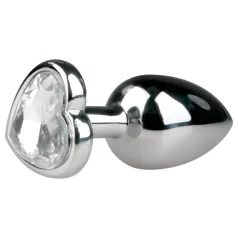   EasyToys Metaal No.2 - anaal plug met hartvormige steen (zilver-wit)