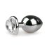 Easytoys - metalen buttplug hartvormig wit steentje - zilver