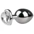 Easytoys - metalen buttplug hartvormig wit steentje - zilver