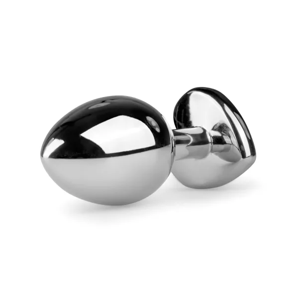Easytoys - metalen buttplug hartvormig wit steentje - zilver