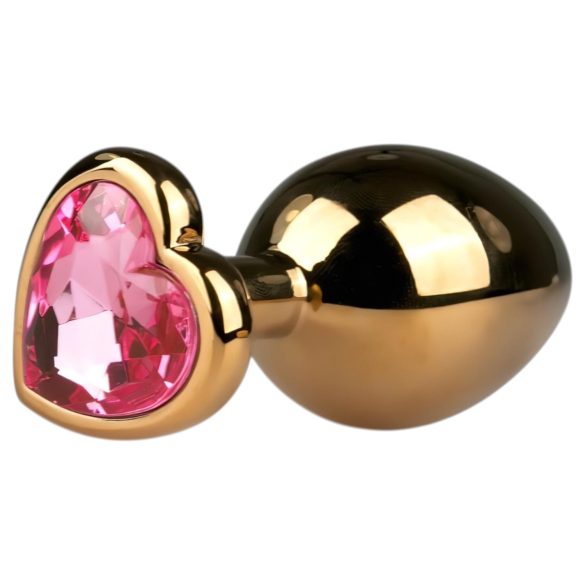 Easytoys Metal No.7 - gouden anaalplug met roze steen (3cm)