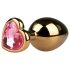 Easytoys Metal No.7 - gouden anaalplug met roze steen (3cm)