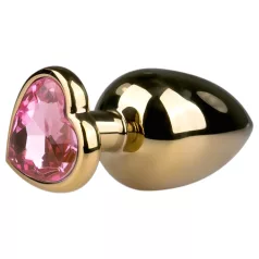  EasyToys Metaal No.8 - anale plug met hartvormige basis (goud-roze, 3,5 cm)