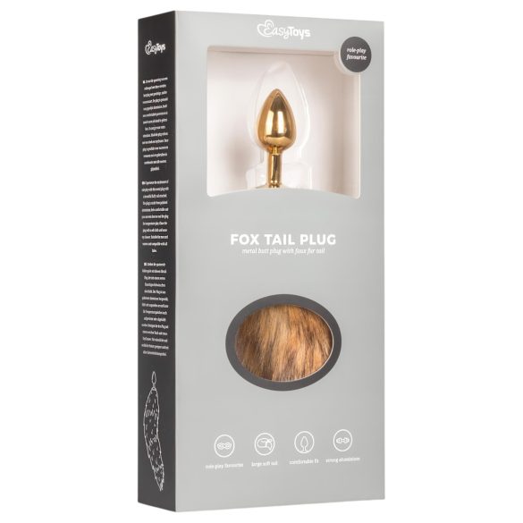 Easytoys Fox NO1 - metalen buttplug met vossenstaart - goud-rood