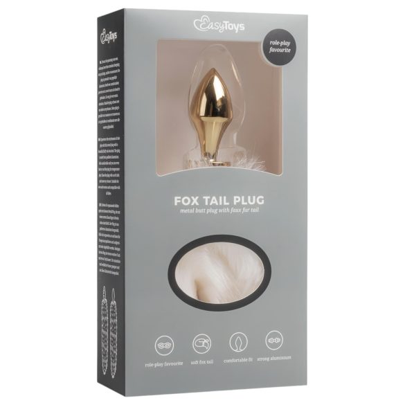 Easytoys Fox NO13 - metalen buttplug met vossenstaart - goud-wit