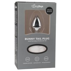   Easytoys Bunny NO1 - metalen buttplug met konijnenstaart - zilver/wit