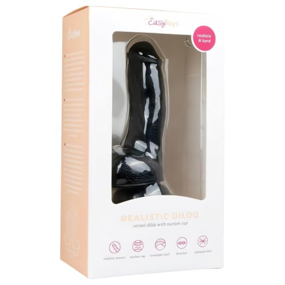 Easytoys - zuignap dildo met ballen (15cm) - zwart
