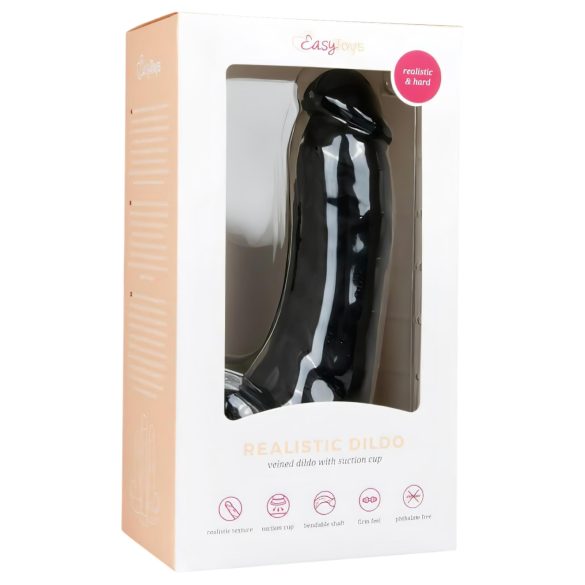 Easytoys - dildo met zuignap en ballen - 20cm - zwart