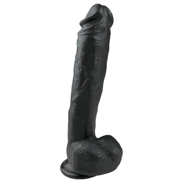 Easytoys - dildo met zuignap en ballen - groot - zwart - 26,5 cm