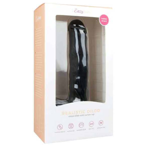 Easytoys - dildo met zuignap en ballen - groot - zwart - 26,5 cm