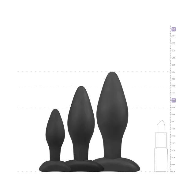 EasyToys Rocket - anaalplugset (zwart, 3-delig)