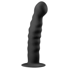Easytoys - anale dildo met ribbels - zuignap - zwart - 14 cm