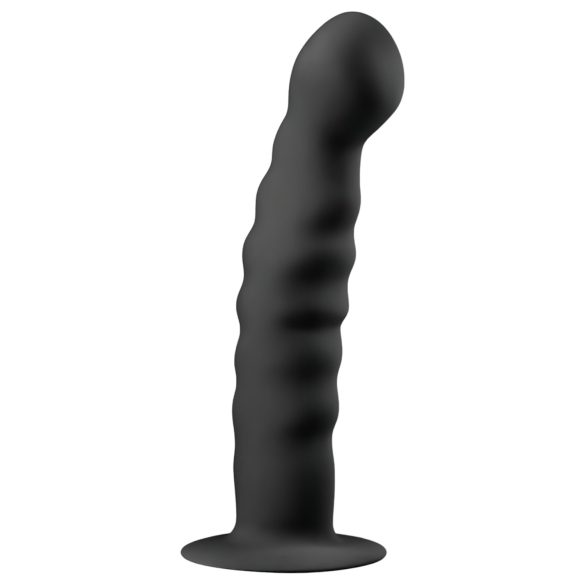 Easytoys - anale dildo met ribbels - zuignap - zwart - 14 cm