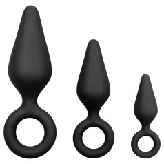 Easytoys - anale plug set met ring - 3 stuks - zwart